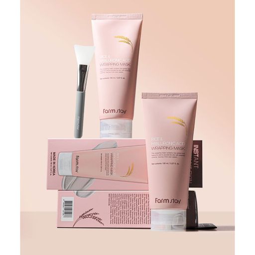 Маска-плівка для обличчя FarmStay Rice & Hyaluronic Acid Wrapping Mask з рисом та гіалуроновою кислотою, 150 мл