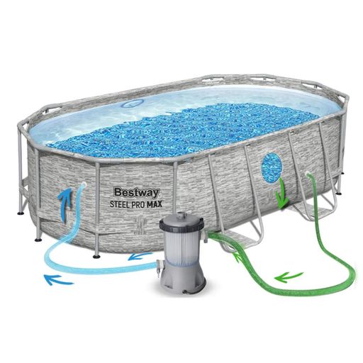 Семейный овальный каркасный бассейн Bestway 56716 549х274х122 см с фильтром и лестницей на 13420 л (2020457)
