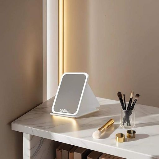Зеркало для макияжа Lighted makeup mirror с LED подсветкой, складное, сенсорное управление, Type-C, с регулировкой яркости (2020509)