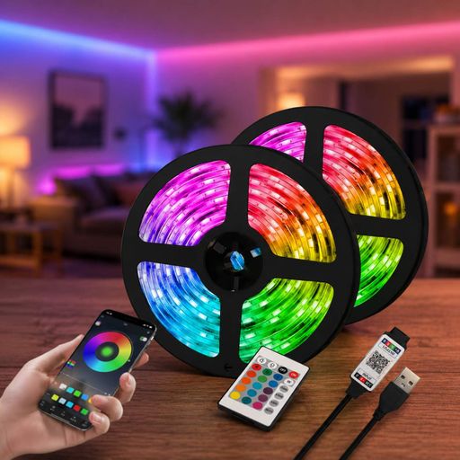 Гибкая светодиодная лента RGB USB 15м / Лента на USB на монитор, мебель + пульт /  LED лента от павербанка (2020574)