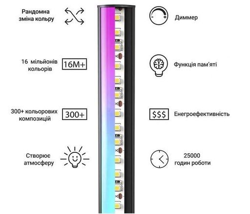 Угловой LED торшер Ledox Design с пультом и регулируемой яркостью 330 цветовых комбинаций (2020853)