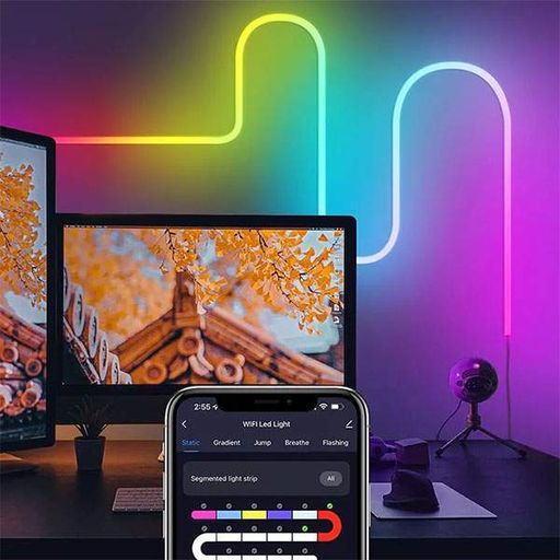 Умная гибкая LED Neon RGB лента-шланг 5 метров от USB управление режимами с телефона,Bluetooth приложение,пульт (2020868)