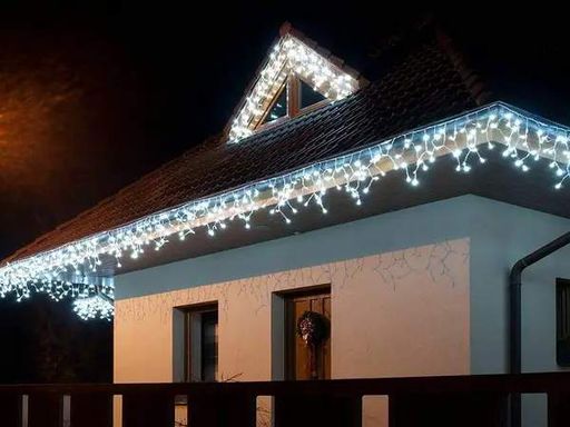 Синий  Новогодняя праздничная гирлянда бахрома 120 Led прозрачный провод 3х0.5 м (2020945)