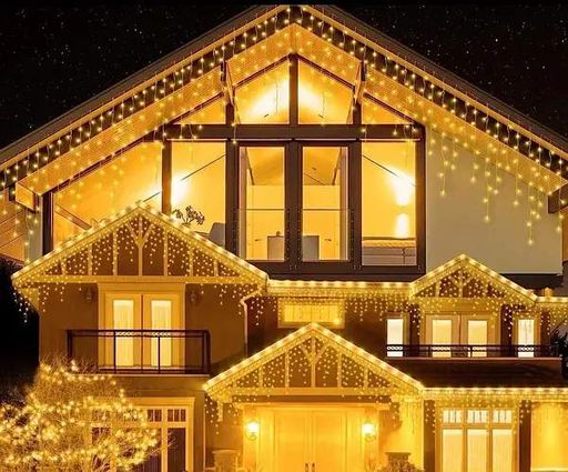 Синий  Новогодняя праздничная гирлянда бахрома 120 Led прозрачный провод 3х0.5 м (2020945)