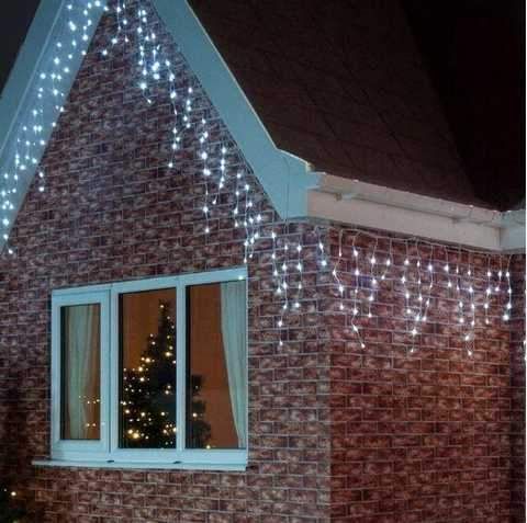Разноцветный  Новогодняя праздничная гирлянда бахрома 120 Led прозрачный провод 3х0.5 м (2020951)