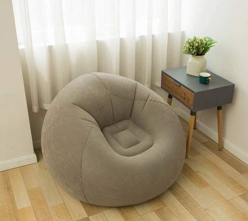 Надувне крісло-пуф Inflatable Sofa / Надувне крісло-мішок 110×110×85 см Бежевий (2021133)