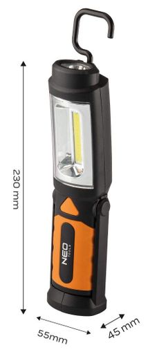 Neo Tools Фонарь, 2 в 1, 3xAA, 3 Вт, 300 лм, LED COB, магнит, крючок (2021371)
