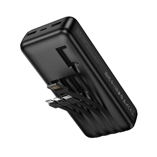 Зовнішній акумулятор HOCO J163A Wonderful power bank with 4 cables(20000mAh) Black (2021484)