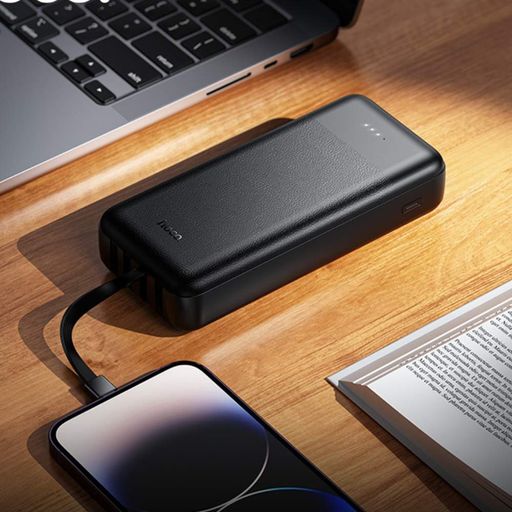 Зовнішній акумулятор HOCO J163A Wonderful power bank with 4 cables(20000mAh) Black (2021484)