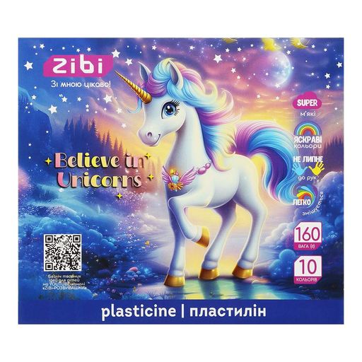 Пластилин 10 цветов ZiBi Unicorn 160г (ZB.6281) (2021659)
