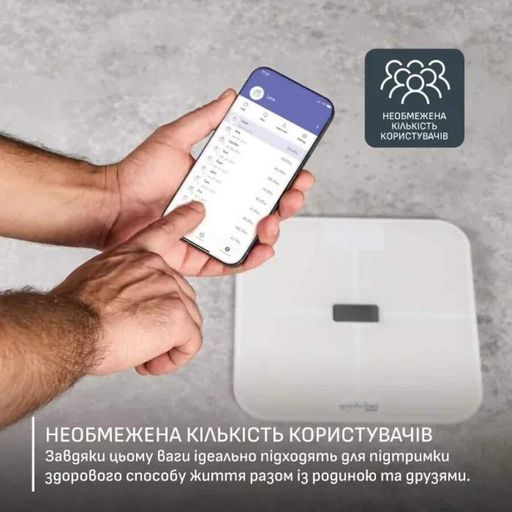 Ваги Tefal підлогові Goodvibes Sport, 200кг, Bluetooth, AAAx4 в комплекті, скло, білий (2021674)