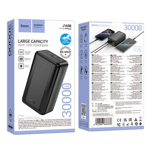 Зовнішній акумулятор HOCO J165B Honey power bank(30000mAh) Black (2021715)