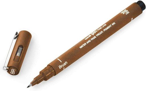 Лайнер браш Uni PIN Brush Fine Line сепия (PINBR-200(S) SEPIA) (2021743)