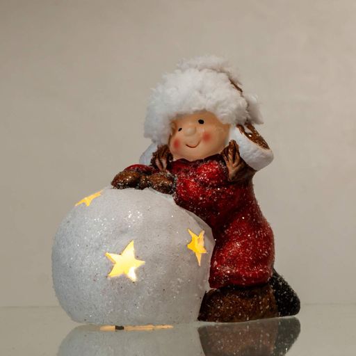 Новогодняя фигурка с подсветкой Девочка со снежным шаром 12×7×12 (см) Красный CR-5-11 (2025611)
