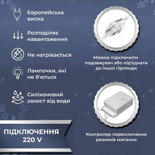 Гирлянда штора светодиодная GarlandoPro 200LED Роса 3х3м 8 режимов 10 нитей гирлянда роса на елке Белый 173307W (2025636)