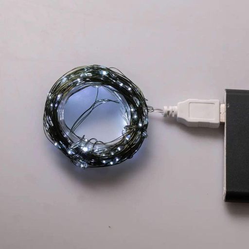 Гірлянда роса 20 метрів USB на 200 led світлодіодів крапля на зеленому дроті біла USB200L20MGW (2026154)