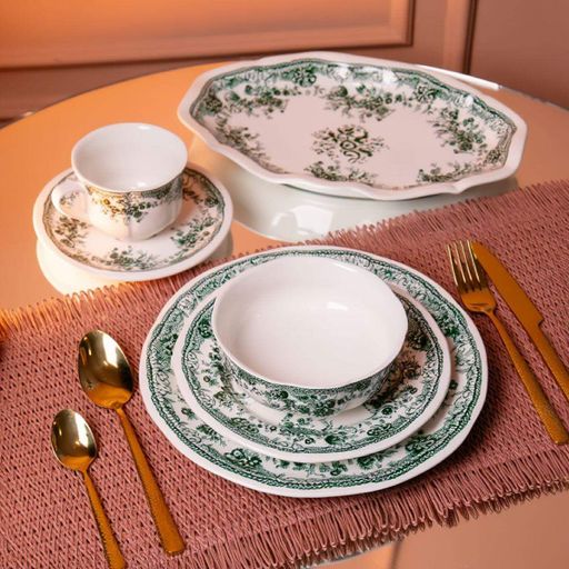 Столовый набор посуды 32 предмета на 6 человек Vintage Elegant фарфоровый Зеленый YY78-7A (2027251)