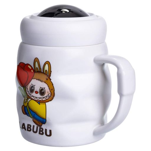 Чашка фарфоровая с крышкой Labubu 400 (мл) Белый с желтым FM-54D (2027351)