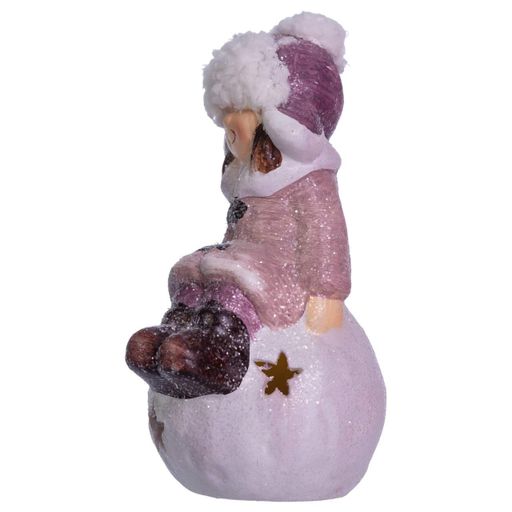 Новогодняя фигурка с подсветкой Девочка на снежном шаре из фарфора 7×7×16 (см) новогодний декор для дома, квартиры на подарок (2027434)