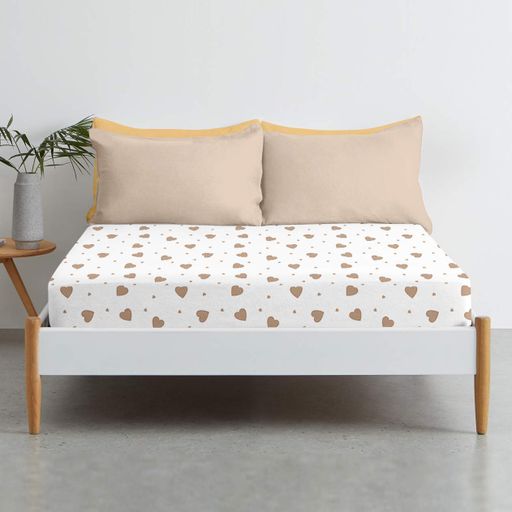 Простирадло на резинці 140х200х30 BEIGE HEARTS COSAS (2200000035257) (2029536)