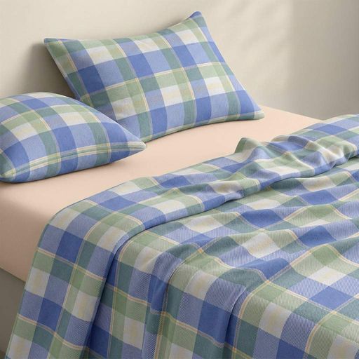 Євро постільна білизна фланель з простирадлом на резинці OCEAN TARTAN CS1 COSAS (4822052501276) (2030736)