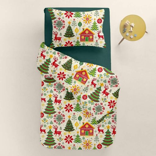 Підліткова постільна білизна з простирадлом на резинці CHRISTMAS CS4 COSAS (4822052503706) (2030775)