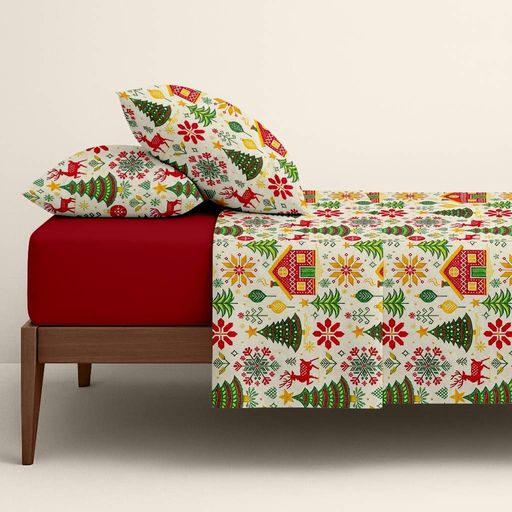 Двоспальна постільна білизна з простирадлом на резинці CHRISTMAS CS4 COSAS (4822052503843) (2030789)