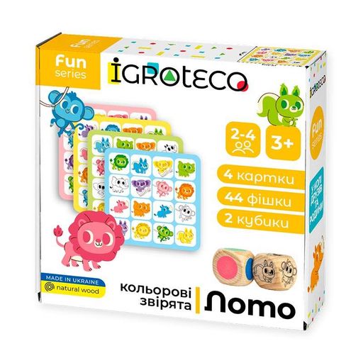 Настольная игра Igroteko Лото Цветные зверьки из дерева 900804 (2033166)