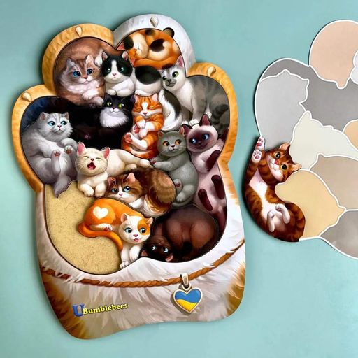 Деревянный пазл-вкладыш "Котики-муркотики" Ubumblebees (ПСФ133) PSF133 (2033846)