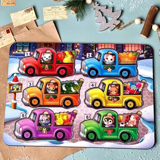 Деревянная игра с карточками "Животные на машинках" Ubumblebees (ПСФ132) PSF132 42 детали и 12 карт (2033885)