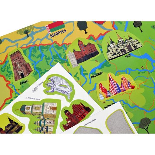 Плакат "Карта Украины" с наклеками (КП-001) KP-001 (2034795)