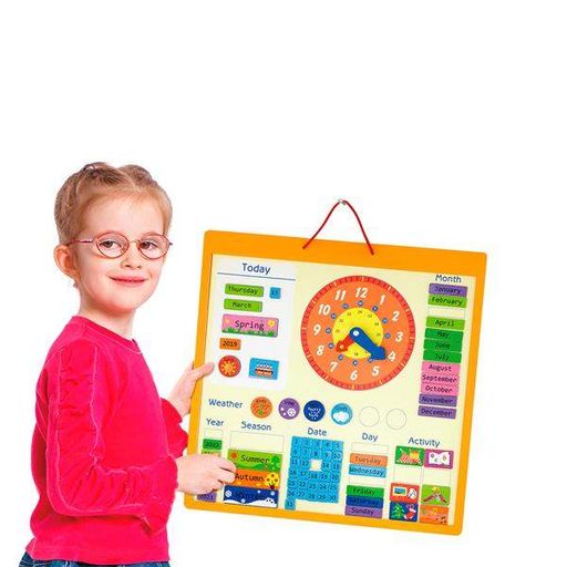 Магнитный календарь Viga Toys с часами на английском языке (50377) (2035421)