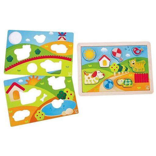 Деревянная рамка-вкладыш Hape Долина 3 в 1 (E1601) (2035475)