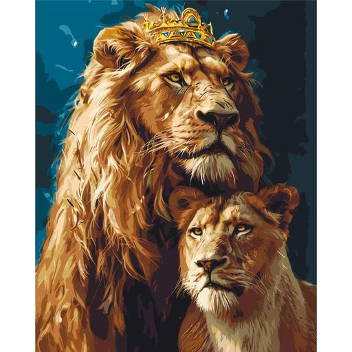 Картина за номерами "Король лев і левиця" LW0320 з фарбами металік 40х50 см (2035743)