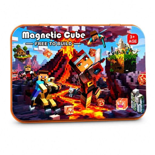 Детский магнитный конструктор в стиле Magnetic Cube Lava World 60 деталей с фигурками и коробкой (2039384)