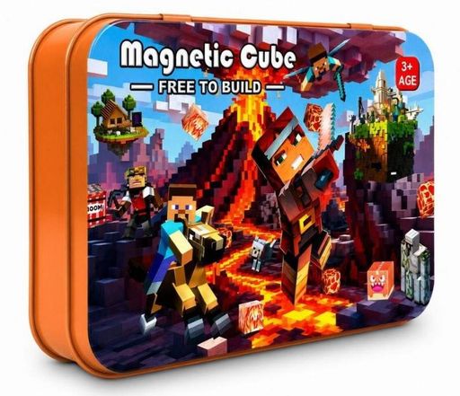 Детский магнитный конструктор в стиле Magnetic Cube Lava World 60 деталей с фигурками и коробкой (2039384)