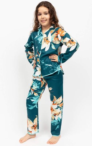 Пижама для девочки Cyberjammies Goldie 7132 4-5 лет/110 см Зеленый с цветочным принтом (5051877530737) (2039431)