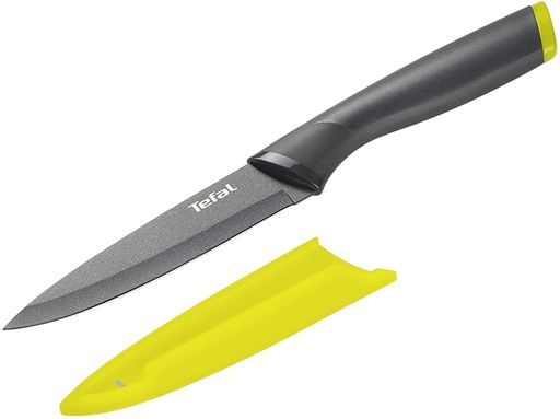 Універсальний кухонний ніж Tefal Fresh Kitchen, 12 см, з чохлом, нержавіюча сталь, пластик, сірий. (633574) (2039495)