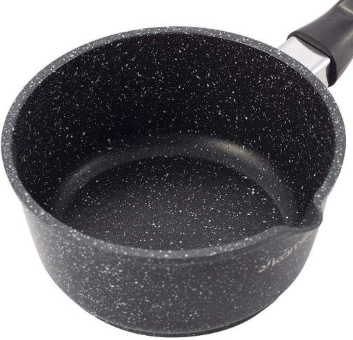 Ковш Kamille Black Marble 16см индукционный с крышкой кастрюля для готовки с антипригарным покрытием (562916) (2039676)