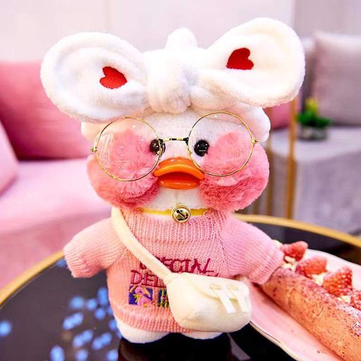 Большая мягкая игрушка утка Лалафанфан белая в очках Cafe Mimi 30 см для детей и коллекционеров плюшевая игрушка (578539) (2039705)