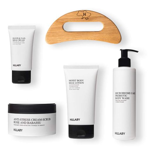 Набір шовкового догляду за тілом Hillary Perfect Silk Body Care з дерев'яним шкребком Gua Sha для жінок догляд за шкірою та масаж (652419) (2039862)