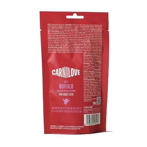 Лакомство для взрослых кошек Carnilove Soft Snack Buffallo With Blueberries с буйволом и голубикой, 50 г
