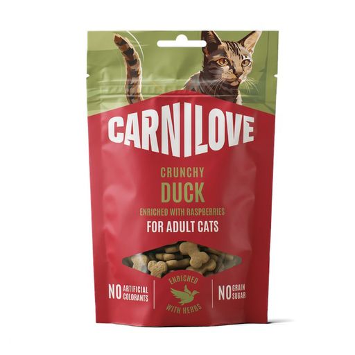 Лакомство для взрослых кошек Carnilove Crunchy Snack Duck With Raspberries с уткой и малиной, 50 г