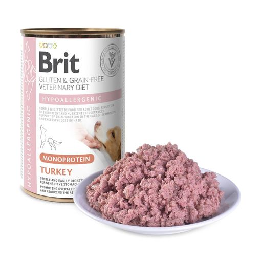 Вологий корм для собак Brit Veterinary Diet Hypoallergenic при харчовій алергії, з індичкою, 400 г