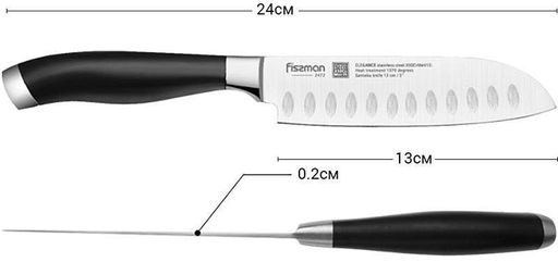 Ніж сантоку Elegance із високолегованої нержавіючої сталі Fissman 13х11,5 см kuh0007497 (2040557)
