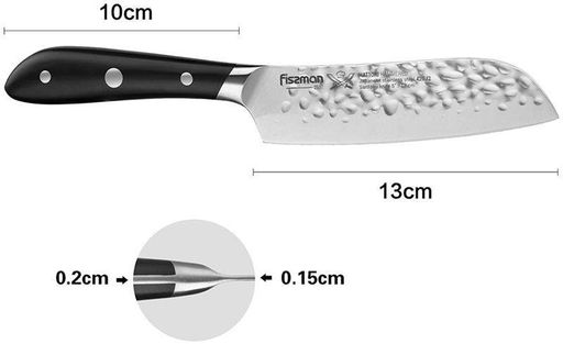 Ніж сантоку Hattori hammered з нержавіючої сталі Fissman 13х10 см kuh0007499 (2040559)