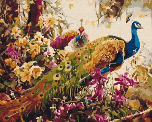Картина за номерами "Квітучі павичі" Brushme 40x50 см tvo0008729 (2042845)