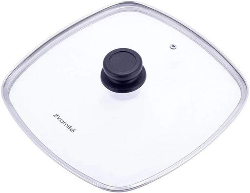 Сковорода-гриль Grill Pan зі скляною кришкою Kamille 28х28х4,5 см kuh0011142 (2043127)