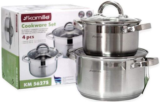 Набор 2 кастрюли 2.1л, 3.8л со стеклянными крышками Kamille Ø16х10,5 см; Ø20х12,5 см kuh0011196 (2043142)