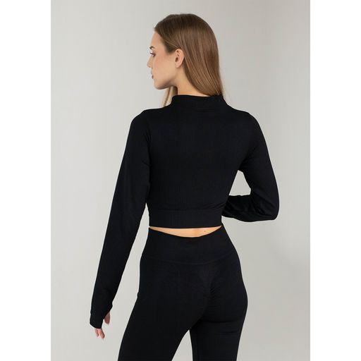 Кроп-кофта женская Flexit Flex Crop Zip-Up Active на молнии с митенками, Black